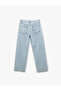 Buttoned Regular Waist Cotton Stonewashed Straight Leg Jean Trousers with Pockets - Straight Jeans - 5