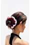 Red Plaid Lace Voluminous Lettuce Hair Clip - Ruffled Scrunchie Hair Clip