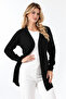 Women's Black Comfortable Fit Pocketed Knitwear Cardigan - 3