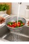 Stainless Steel Pasta Strainer 24 cm |   Double Handle Metal Vegetable and Fruit Washing and Straining Colander