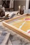 Orange Yellow Floral Pattern - Rectangular Coffee Presentation, Engagement, and Serving Tray with Natural Wood Frame - 5