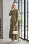 Scuba Suit with Double Snap Fasteners on the Front and Flounce Skirt - Khaki - 4