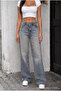 High Waist Wide Leg Loose-Fit Washed Jeans - 4