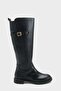 Women's Vibe Buckle Flat Sole Boots - Black-Leather - 5