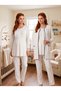 New Season Ecru Quilted Winter Long Sleeve Special Design Maternity Pajama Set with Breastfeeding Feature - 5