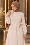 Crepe Fabric Shoulder Ruffle Dress Ecru - 4