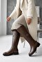 Hulbery Brown Leather (3.5 cm Heel Height) Casual Women's Boots with Side Buckle - 2