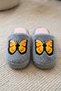 Women's Gray Large Yellow Butterfly Embroidered Detailed Plush Furry House Slippers 3 cm Byndi̇mjsarikel - 6