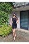 Linda Twill Fabric Backless Dress — Black - 2