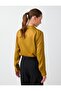 Oil Green Long Sleeve Straight Cut Satin Shirt - 6