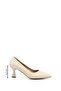 Women's Cream Pointed Toe Goblet Heel Stiletto - 2