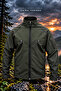 Softshell Waterproof Jacket with Fleece Inside Windproof Winter Men's Coat Khaki - 2
