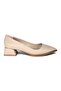 Matte Leather Short Heeled Women's Shoes Beige - 6