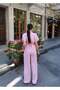 Tencel Fabric Tie-Up Set with Gold Accessories — Pink - 6