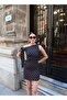 Double Fabric Polka Dot Off-Shoulder Dress — Black - 5
