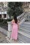 Chiffon Lined Polka Dot Strap Dress — Pink - 2