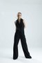 Wonita Black Blazer Collar Vest and Palazzo Pants Set - 8