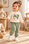 Girl's Hooded Plush Vest, Patterned Sweatshirt and Sweatpants 3-Piece Set - 2