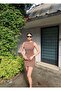 Linda Twill Fabric Backless Dress — Brown - 6