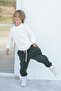 100% Cotton Children's Tracksuit Bottom - Khaki 3 Thread Yarn-Dyed Combed Cotton Quality (Single Bottom) - 2