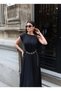 Linda Dress with Fabric Accessories and Belt — Black - 5