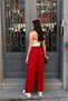 Sandy Fabric Lace-Up Shalwar — Red - 2