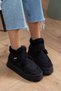 Women's Black Suede Fur Lined Velcro Strap 5 cm Platform Thick Sole Winter Boots C21 - 4