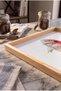 Red Pink Fish Patterned - Rectangular Coffee Presentation, Engagement, and Serving Tray with Natural Wood Frame - 5