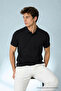Men's Casual Embroidered Black Polo Collar t Shirt - 4