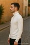 Men's Winter Trend Basic White Turtleneck Knit Sweater - 4