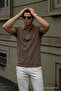 Men's Relax Fit Embroidered Brown Polo Neck t Shirt - 2