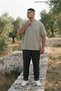 Beige Plus Size Men's Basic Crew Neck T-Shirt - 3