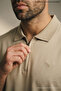 Men's Trend Loose Beige Polo Half-Zip T-Shirt - 5