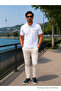 Men's Comfort White Polo Neck T-Shirt with Pockets - 4