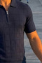 Men's Patterned Casual Knitwear Navy Blue Polo Neck t Shirt - 6