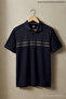 Men's Short Sleeve Striped Summer Navy Polo Neck T-Shirt