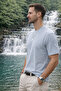 Men's Casual Textured Short Sleeve Blue Linen T-Shirt - 2
