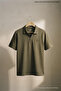 Men's Trend Loose Khaki Polo Half Zipper T-Shirt - 3