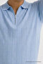 Men's Regular Fit Striped Knitwear Blue Polo Neck T-Shirt - 5