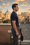 Men's Trend Summer Knitwear Navy Blue Polo Neck T-Shirt - 4
