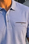 Men's Comfortable Fit Casual Blue Polo Neck T-Shirt with Pockets - 5
