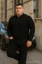 Men's Basic Plus Size Black Zippered Sweatshirt - 5