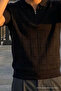 Men's Patterned Casual Knitwear Black Polo Neck t Shirt - 3