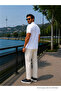 Men's Comfort White Polo Neck T-Shirt with Pockets - 5