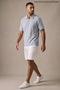Men's Trend Premium Comfortable Blue Linen Polo Collar T-Shirt - 4