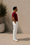 Men's Chest Embroidered Casual Loose Red T-Shirt - 4