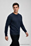 Men's Trendy Crew Neck Comfortable Indigo Knitwear Sweater - 3