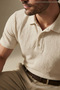 Men's Casual Textured Short Sleeve Beige Polo Collar T-Shirt - 5