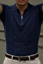 Men's Striped Navy Blue Short Sleeve Polo Collar T-Shirt - 2
