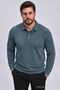 Men's Plus Size Long Sleeve Petrol Polo Neck T-Shirt
